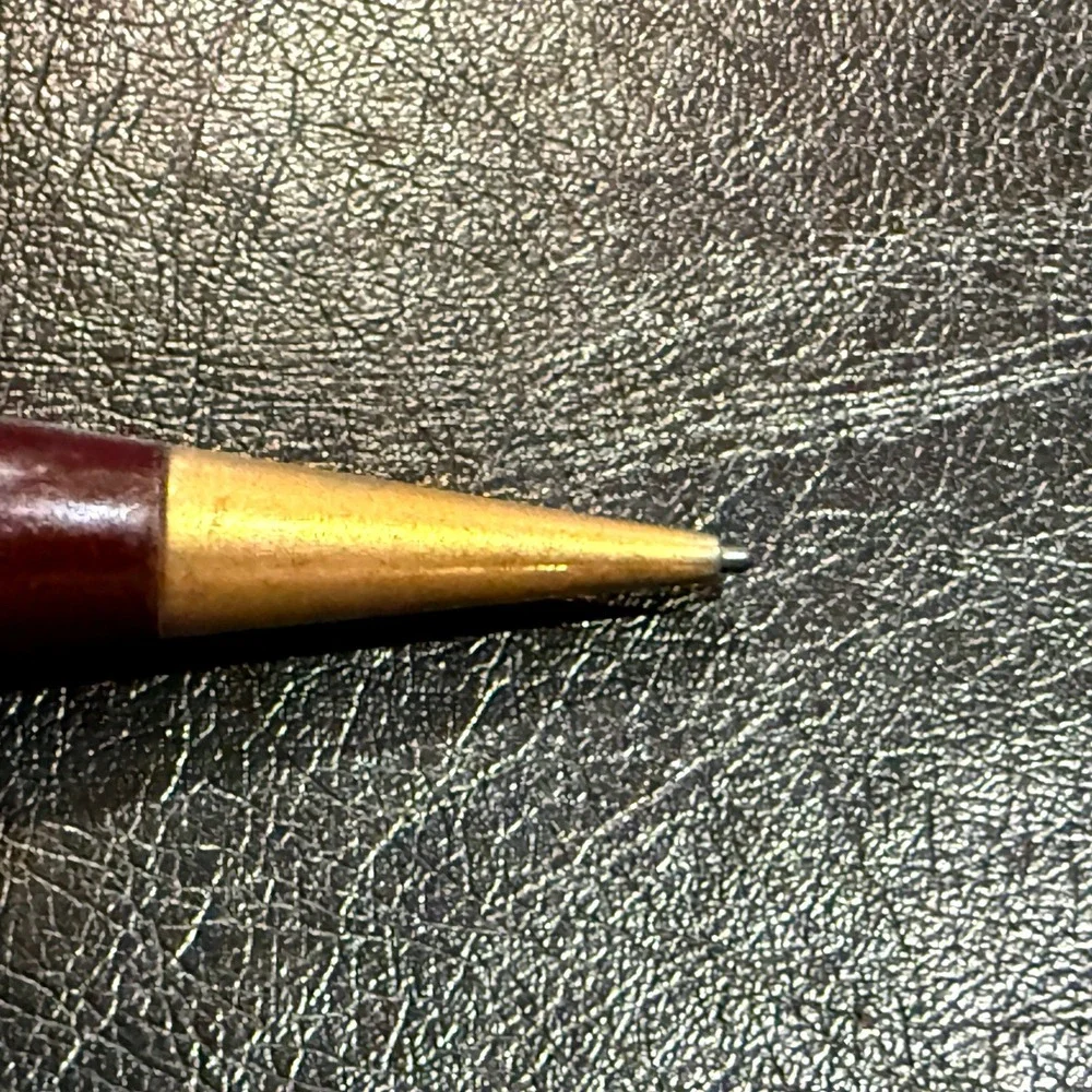 Vintage MCM Norman USA Mechanical Pencil Burgundy Plastic Gold Tone Office Retro